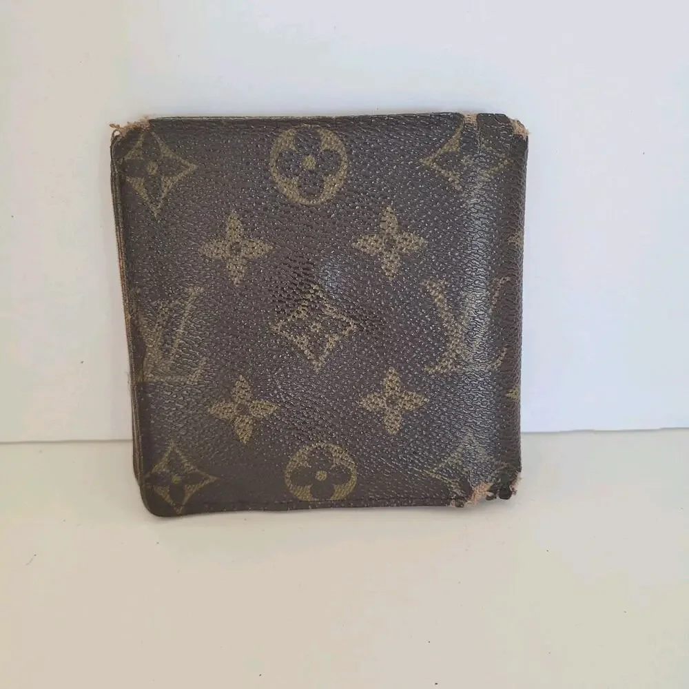 Vintage‎ Louis Vuitton Men's LV Brown Bi-Fold Leather Wallet Monogram Card Bill